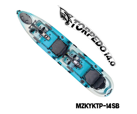 MAZUZEE - Torpedo 14.0 Pedal Fishing Kayak - Sky Blue (14 Feet)