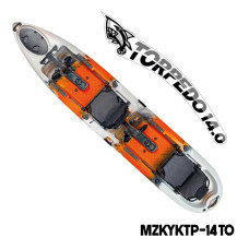 MAZUZEE - Torpedo 14.0 Pedal Fishing Kayak - Tiger Orange (14 Feet)