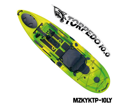 MAZUZEE - Torpedo 10.0 Pedal Fishing Kayak - Lime Yellow (10 Feet)