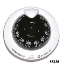 PLASTIMO - Offshore Compass 95, Flush Mount Type, Black Flat Card - White Color